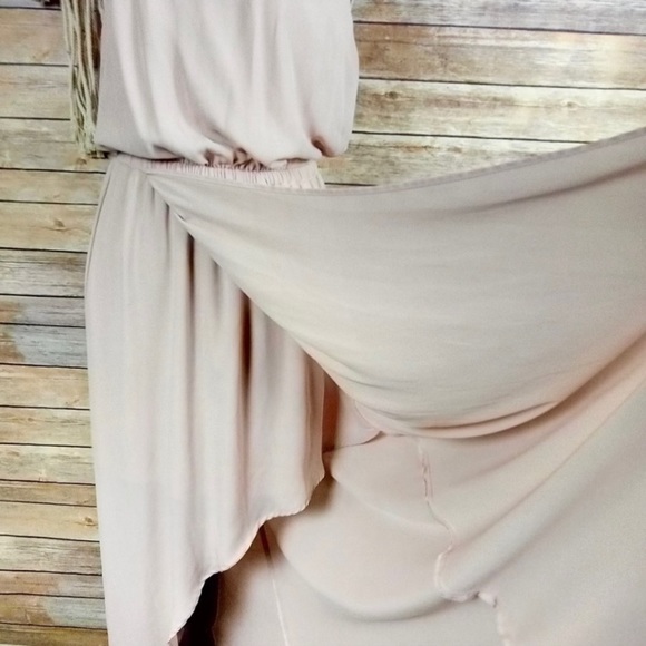 Show Me Your Mumu | ‘Kendall’ Dusty Blush Chiffon Sheer Drapey Formal Maxi Dress - Picture 4 of 8